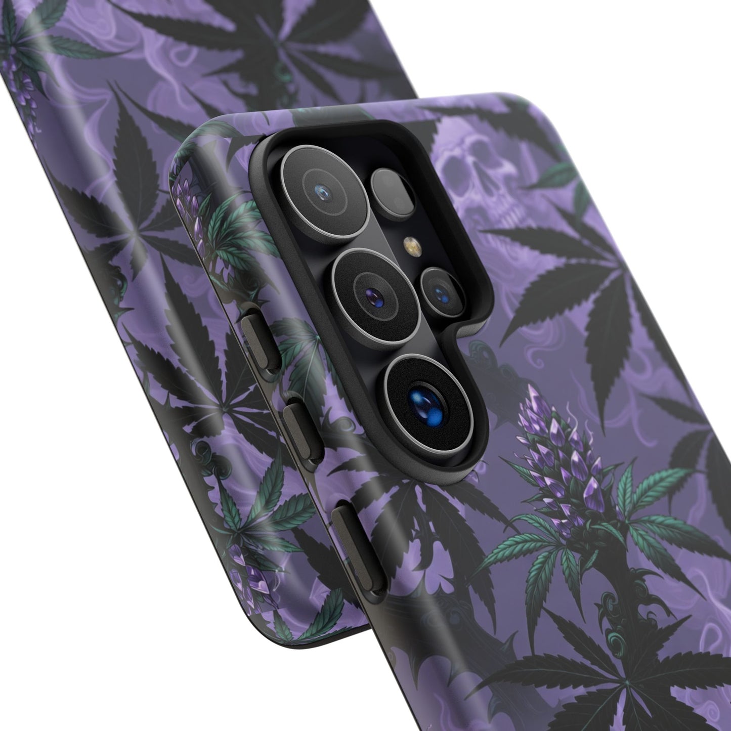 Purple Cannabis Skull Phone Case — Rugged Protective iPhone Cover