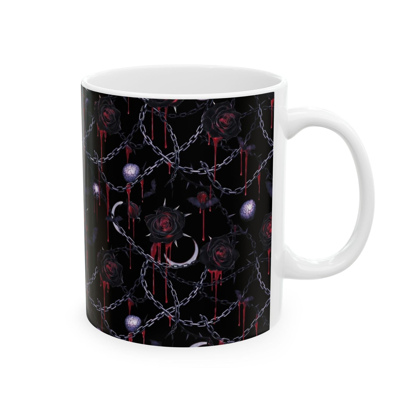 Gothic Rose & Chains Ceramic Mug (11oz, 15oz) — Dark Vampire Aesthetic Coffee Cup