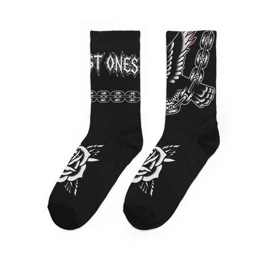 Gothic Raven & Rose Crew Socks — 'The Lost Ones' Graphic