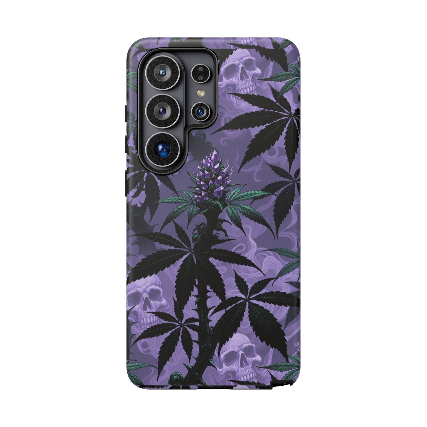 Purple Cannabis Skull Phone Case — Rugged Protective iPhone Cover