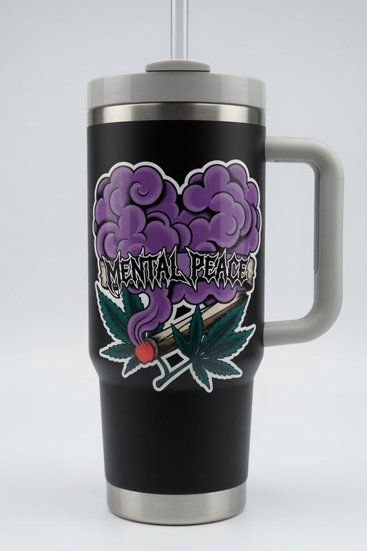 Mental Peace Die-Cut Outdoor Sticker — Purple Smoke & Leaf Waterproof Decal