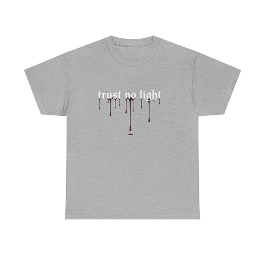 Trust No Light Snake Graphic Tee — Gothic Black T-Shirt with Dripping Text
