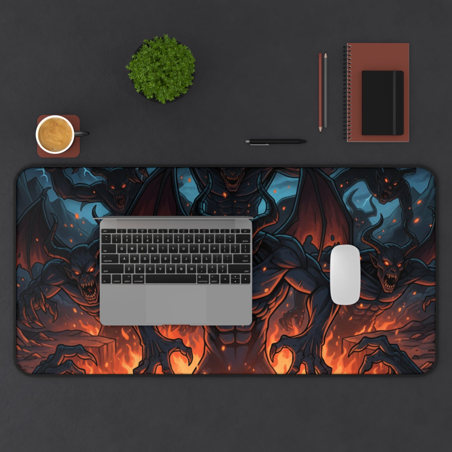 Demonic Inferno Desk Mat — Fiery Demon Gaming Mousepad