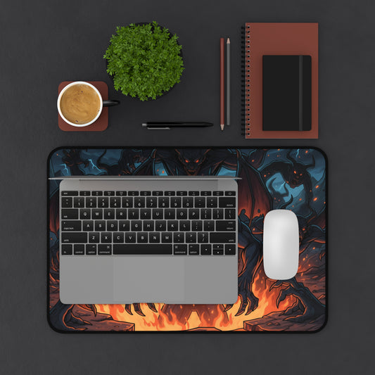 Demonic Inferno Desk Mat — Fiery Demon Gaming Mousepad
