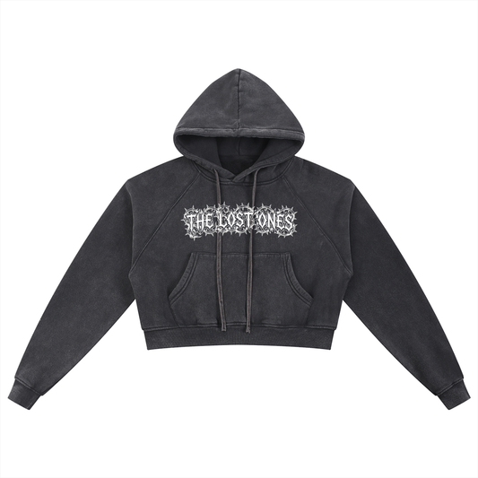 Trad Thorn Skull Cropped Hoodie