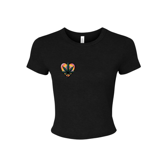 Cannabis Heart Micro Rib Baby Tee