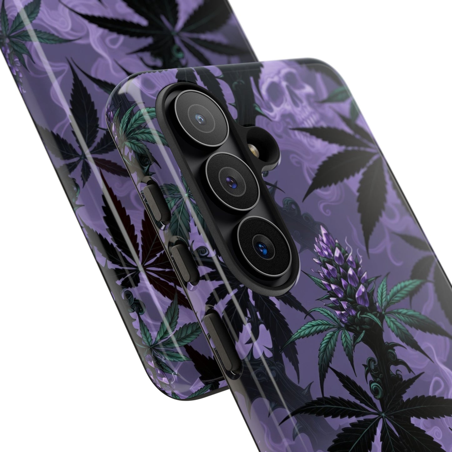 Purple Cannabis Skull Phone Case — Rugged Protective iPhone Cover