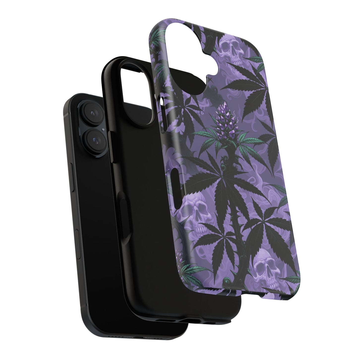 Purple Cannabis Skull Phone Case — Rugged Protective iPhone Cover