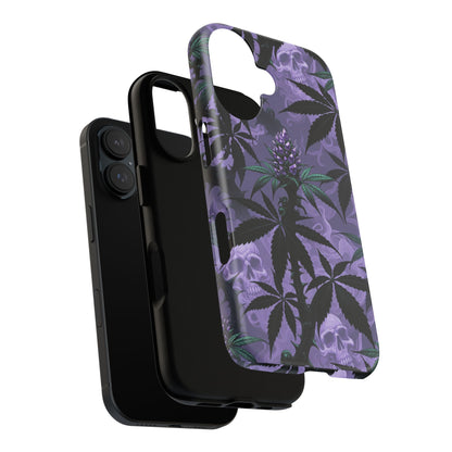 Purple Cannabis Skull Phone Case — Rugged Protective iPhone Cover