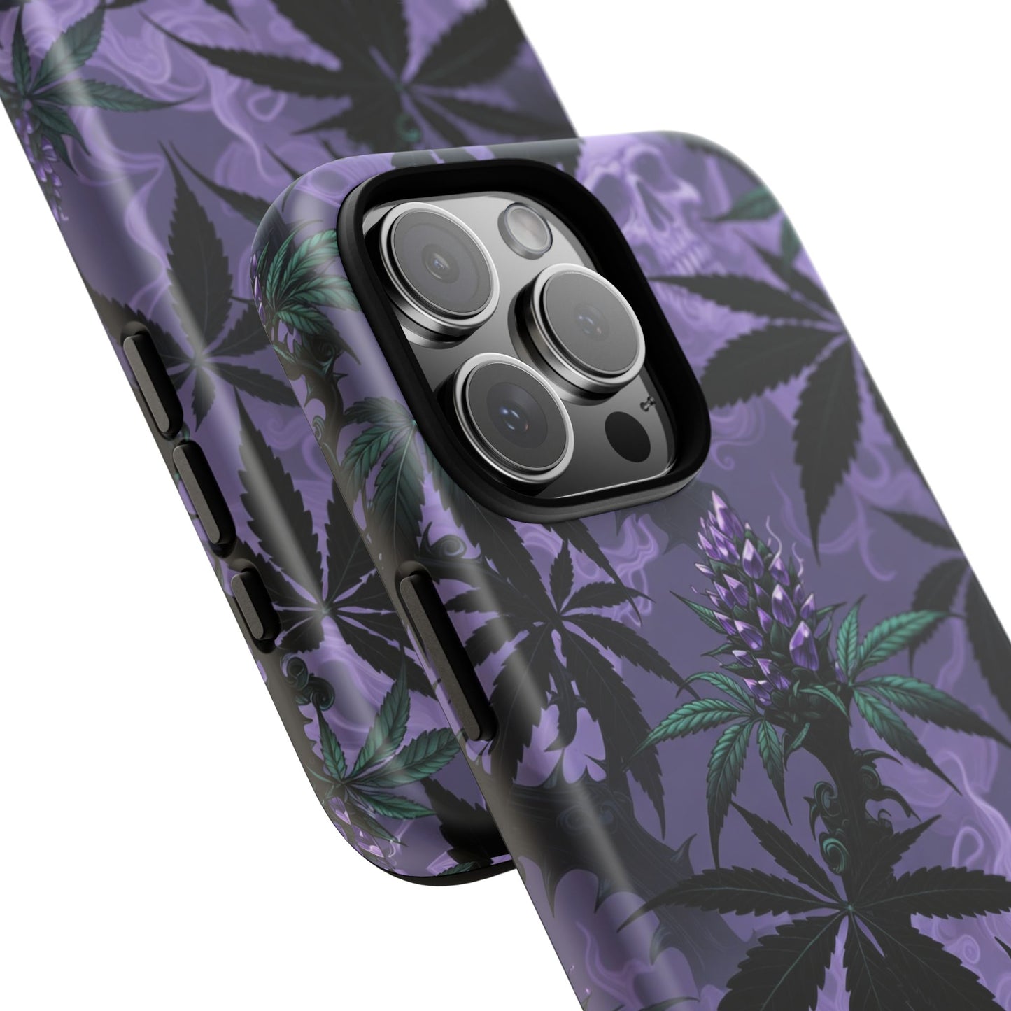 Purple Cannabis Skull Phone Case — Rugged Protective iPhone Cover