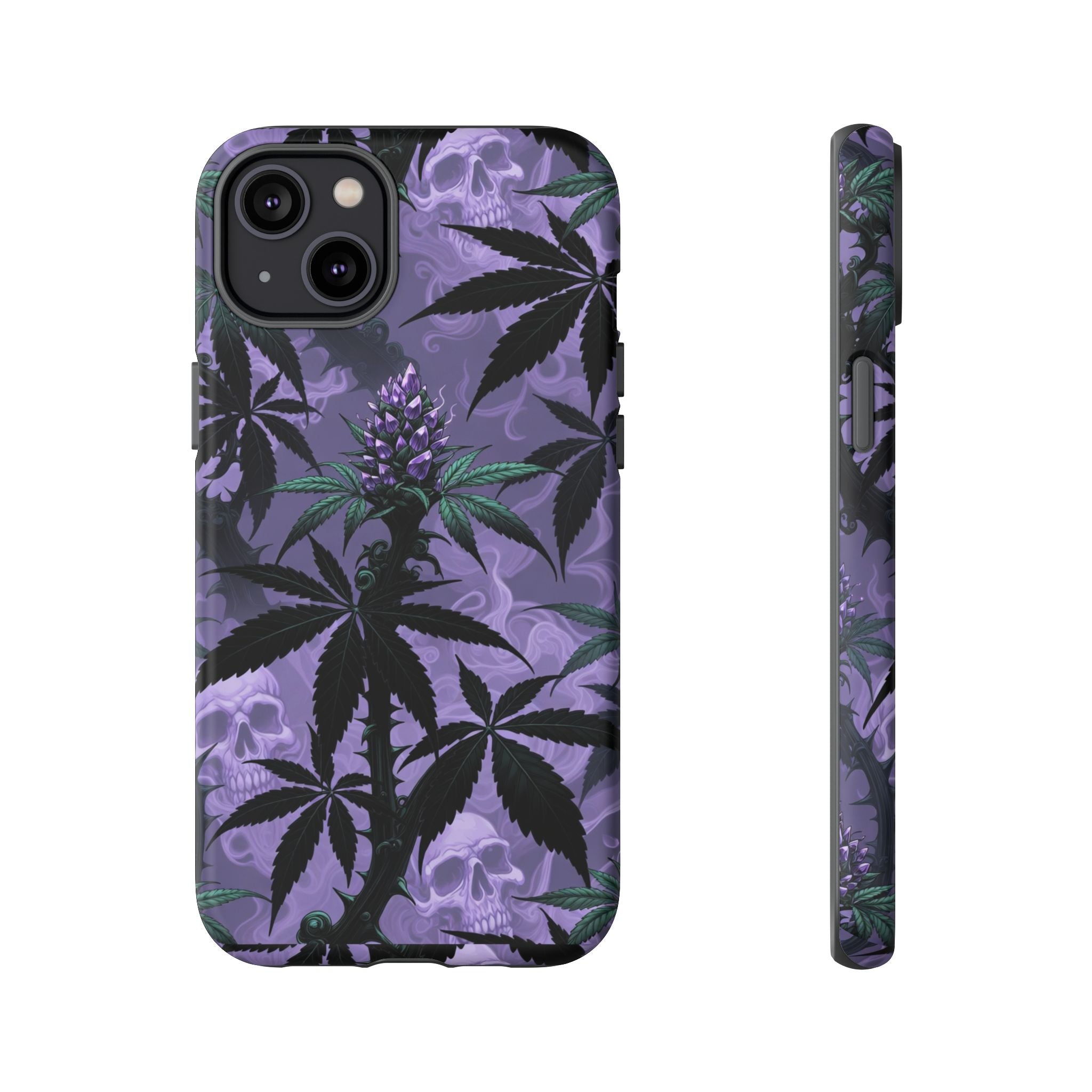 Purple Cannabis Skull Phone Case — Rugged Protective iPhone Cover