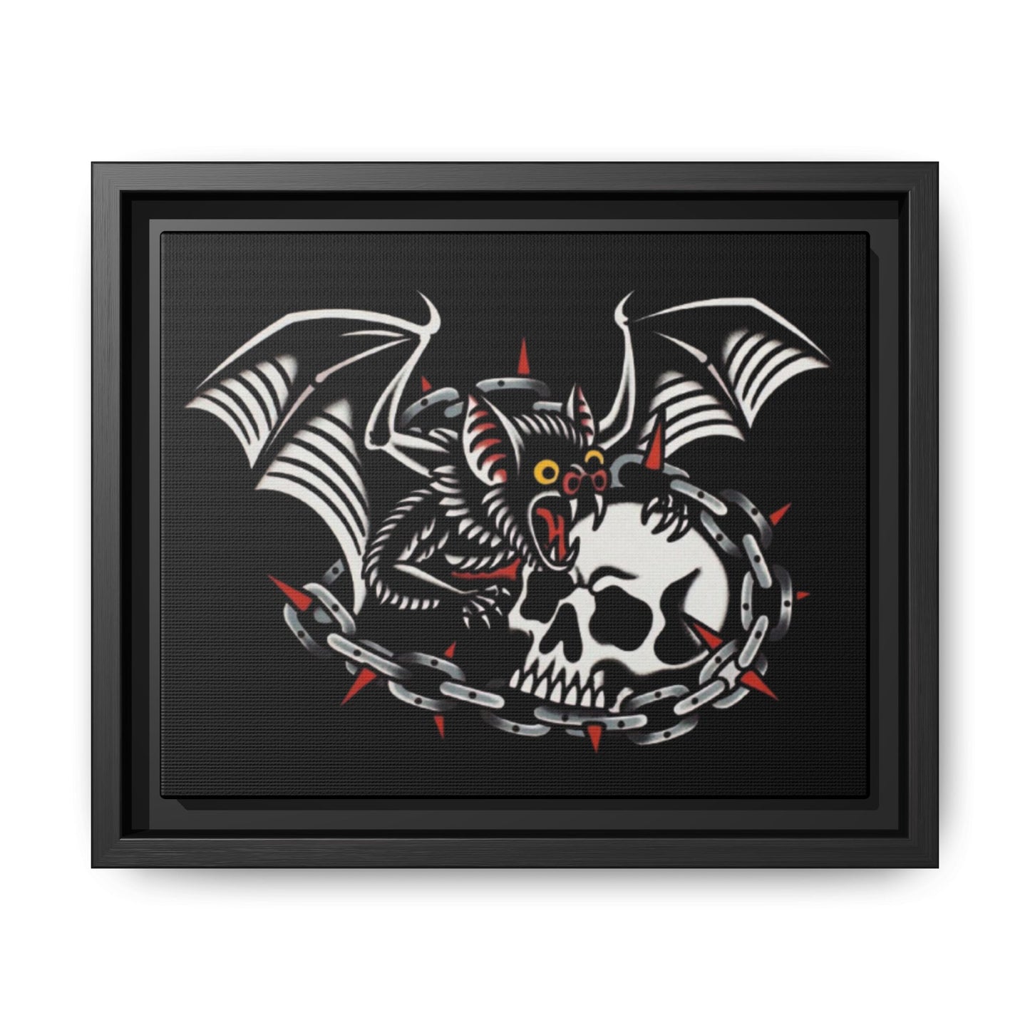 Gothic Bat & Skull Framed Matte Canvas Art