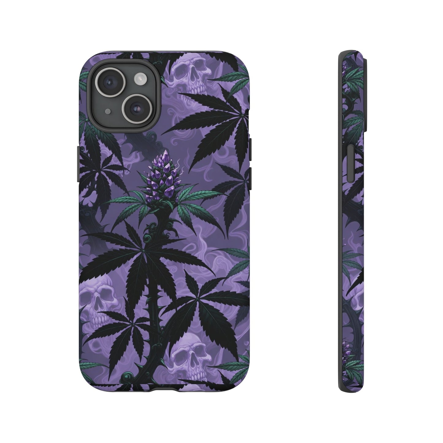 Purple Cannabis Skull Phone Case — Rugged Protective iPhone Cover