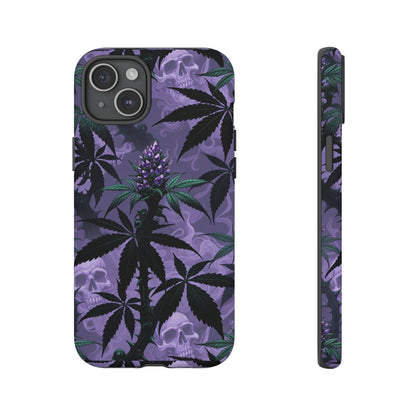 Purple Cannabis Skull Phone Case — Rugged Protective iPhone Cover