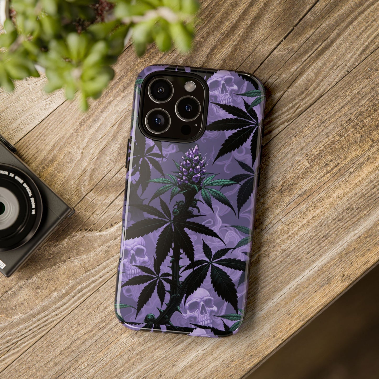 Purple Cannabis Skull Phone Case — Rugged Protective iPhone Cover