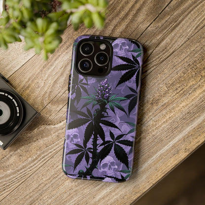 Purple Cannabis Skull Phone Case — Rugged Protective iPhone Cover