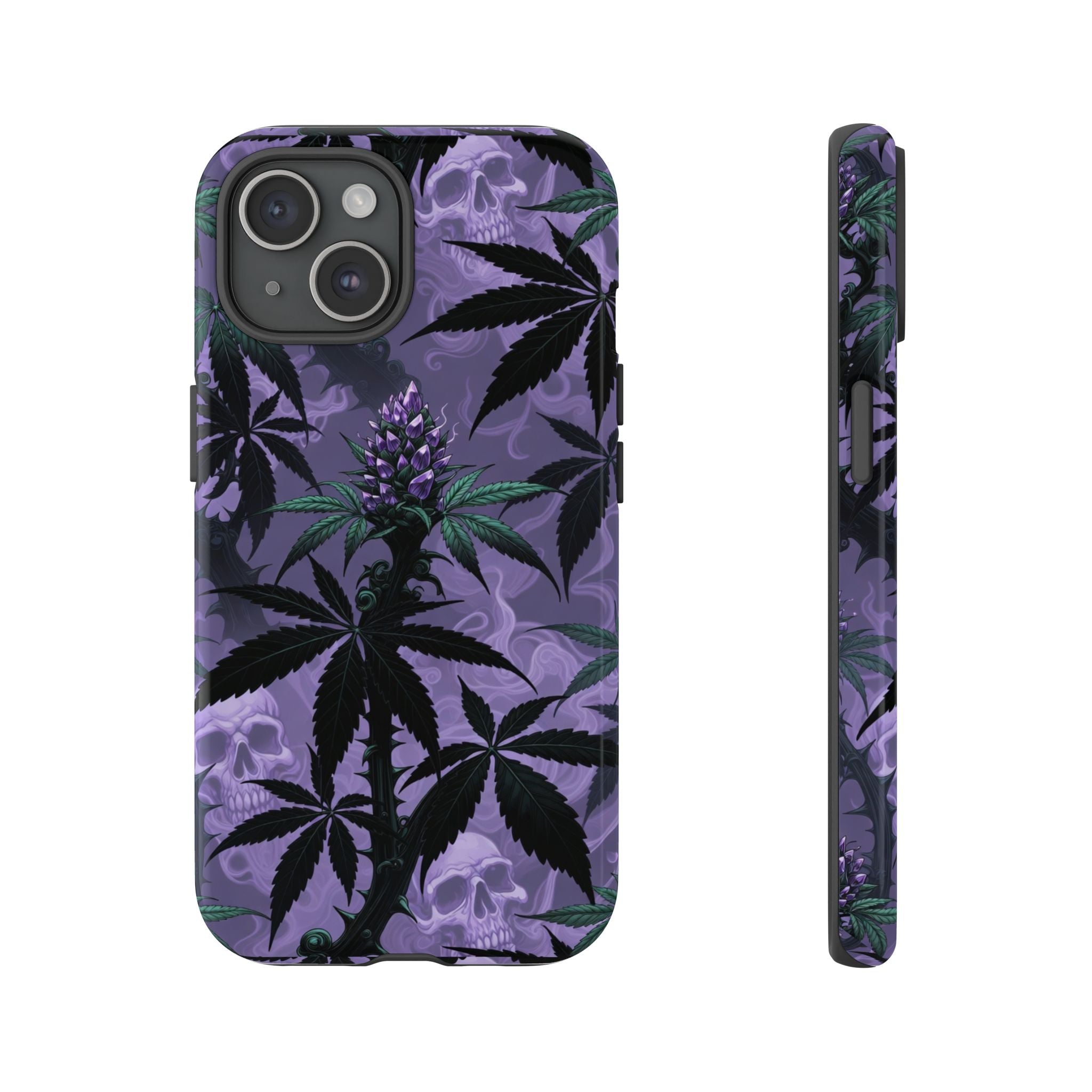 Purple Cannabis Skull Phone Case — Rugged Protective iPhone Cover