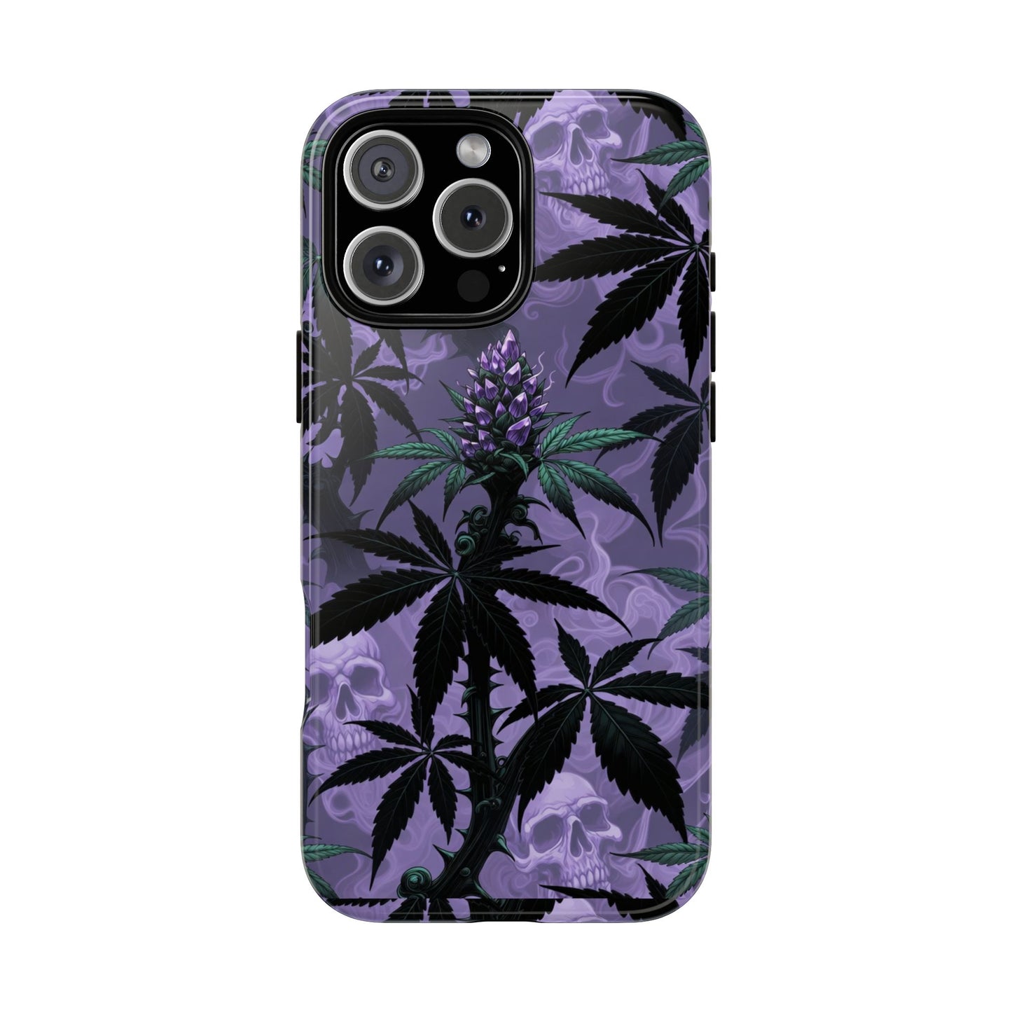 Purple Cannabis Skull Phone Case — Rugged Protective iPhone Cover