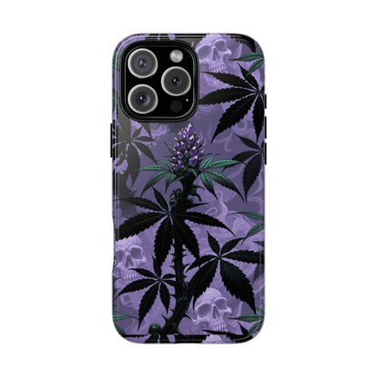 Purple Cannabis Skull Phone Case — Rugged Protective iPhone Cover