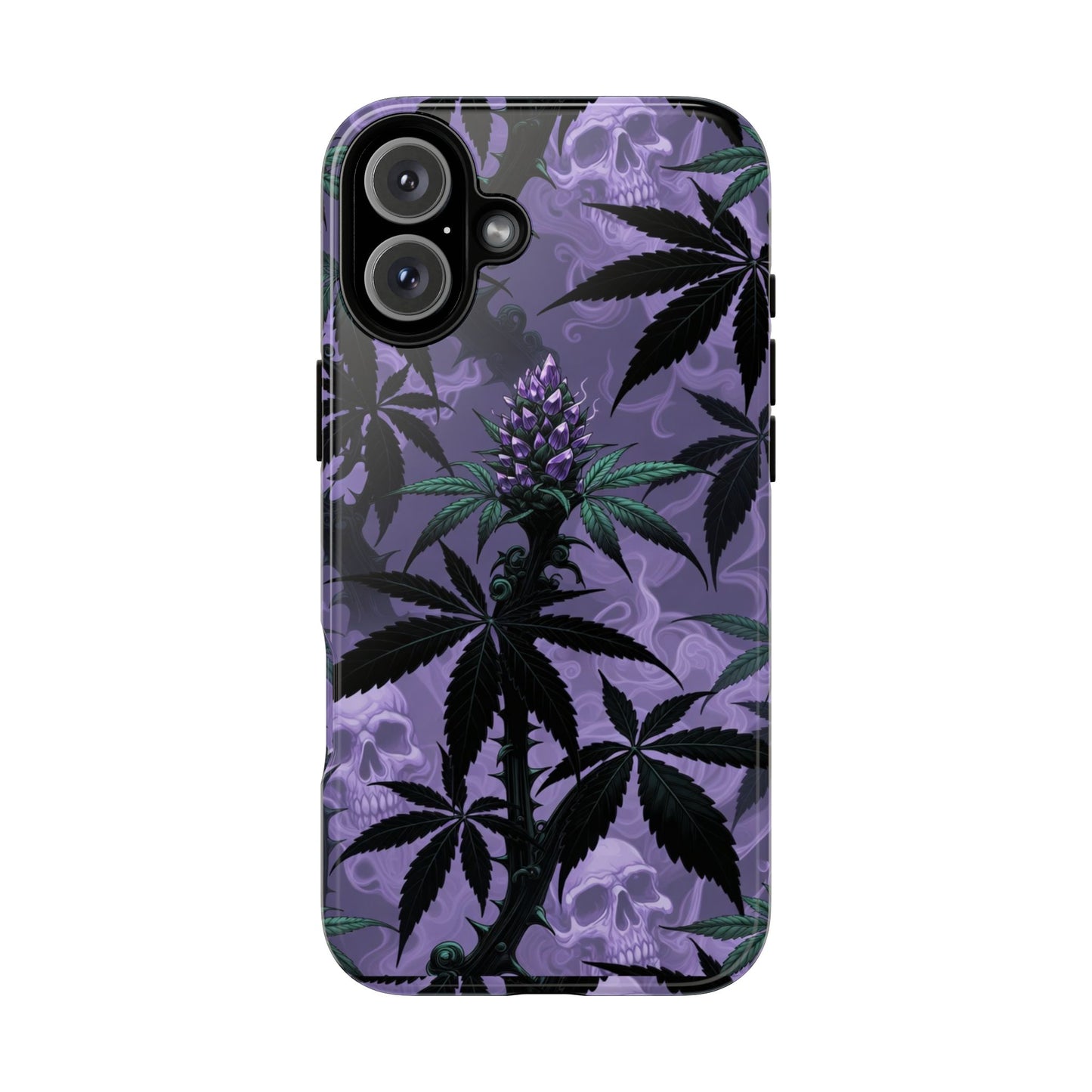 Purple Cannabis Skull Phone Case — Rugged Protective iPhone Cover