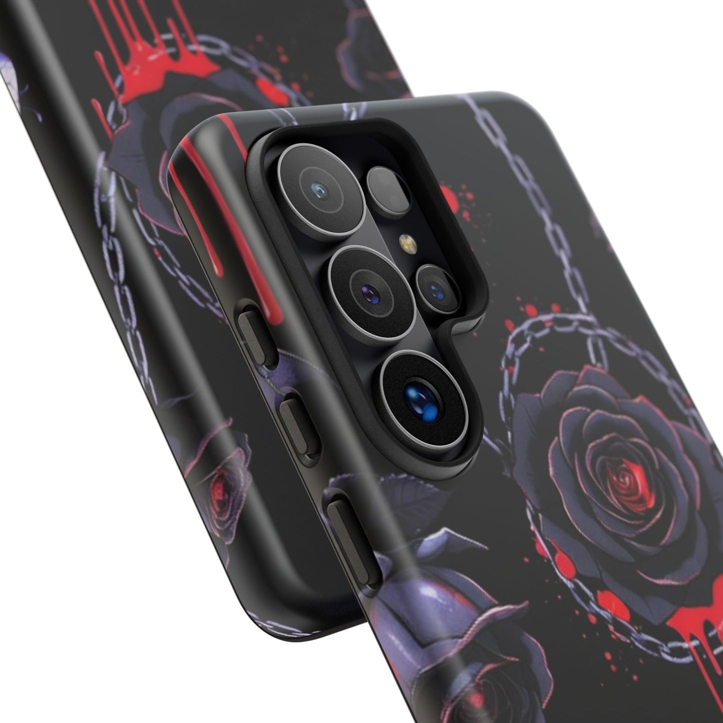 Phone Case — Gothic Dripping Black Rose & Moon Protective Case