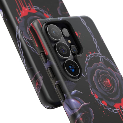 Phone Case — Gothic Dripping Black Rose & Moon Protective Case