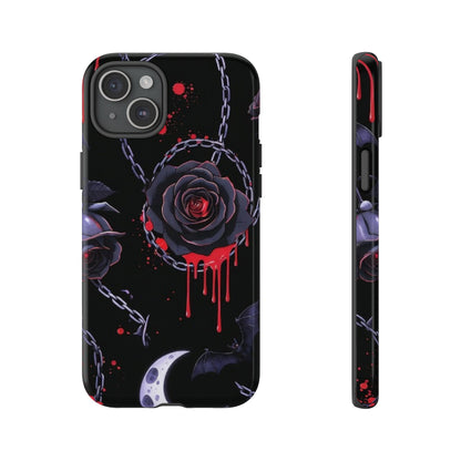 Phone Case — Gothic Dripping Black Rose & Moon Protective Case