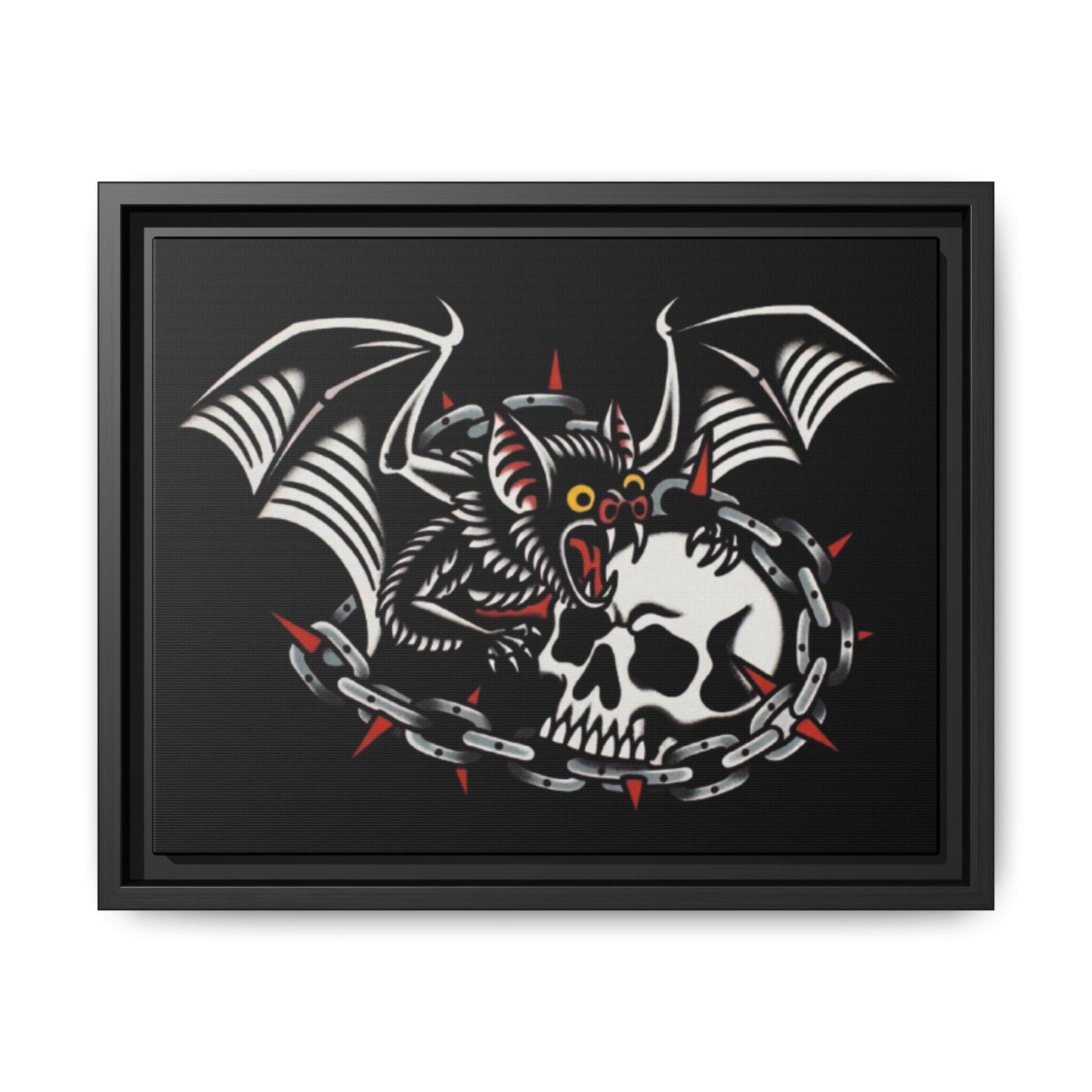 Gothic Bat & Skull Framed Matte Canvas Art