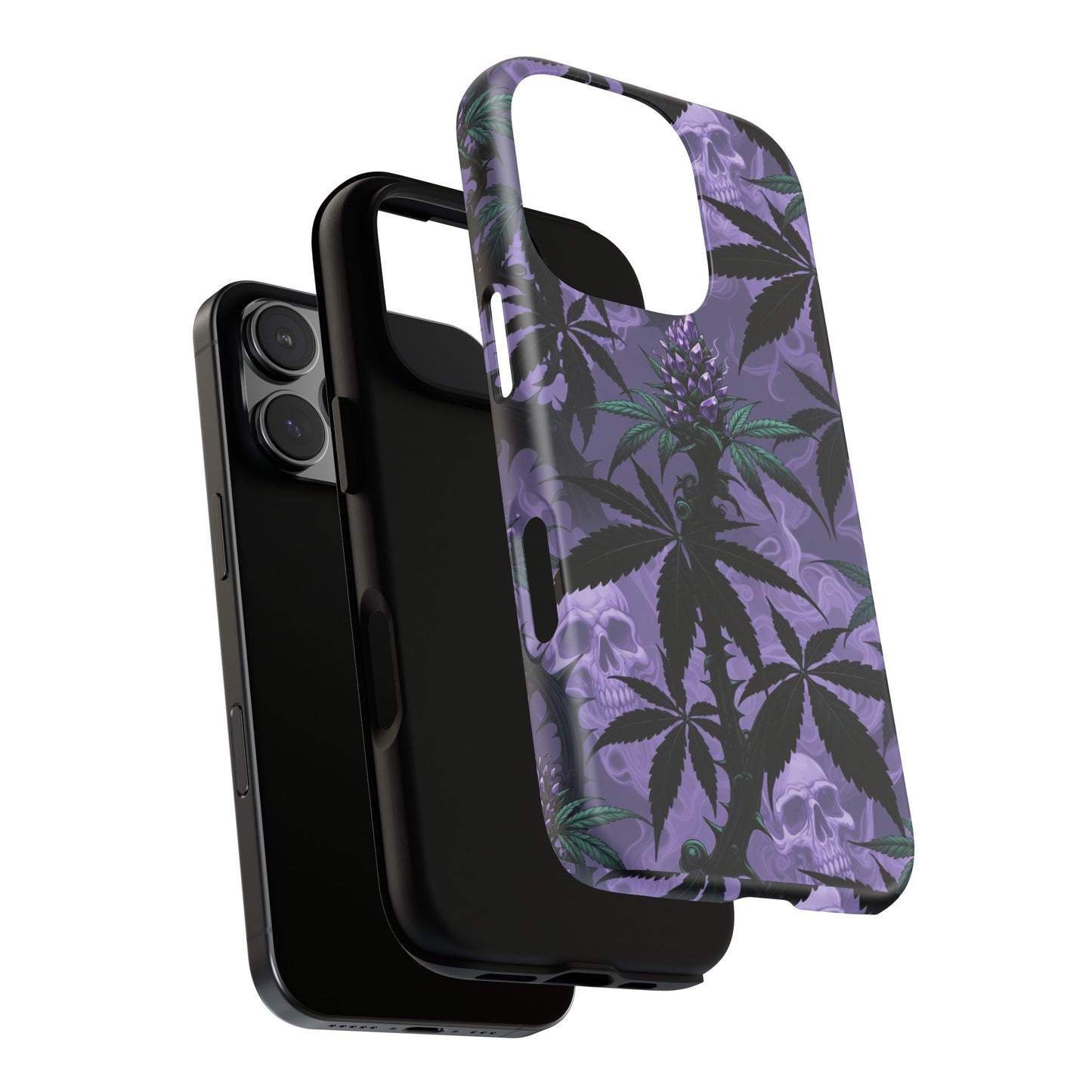Purple Cannabis Skull Phone Case — Rugged Protective iPhone Cover