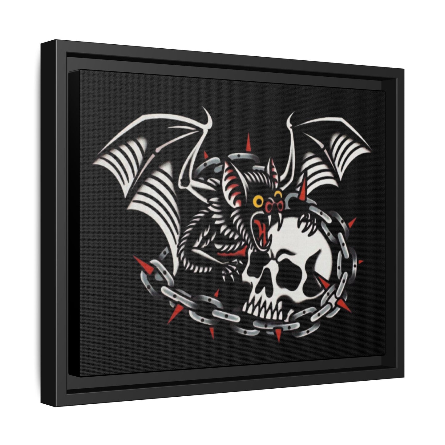 Gothic Bat & Skull Framed Matte Canvas Art