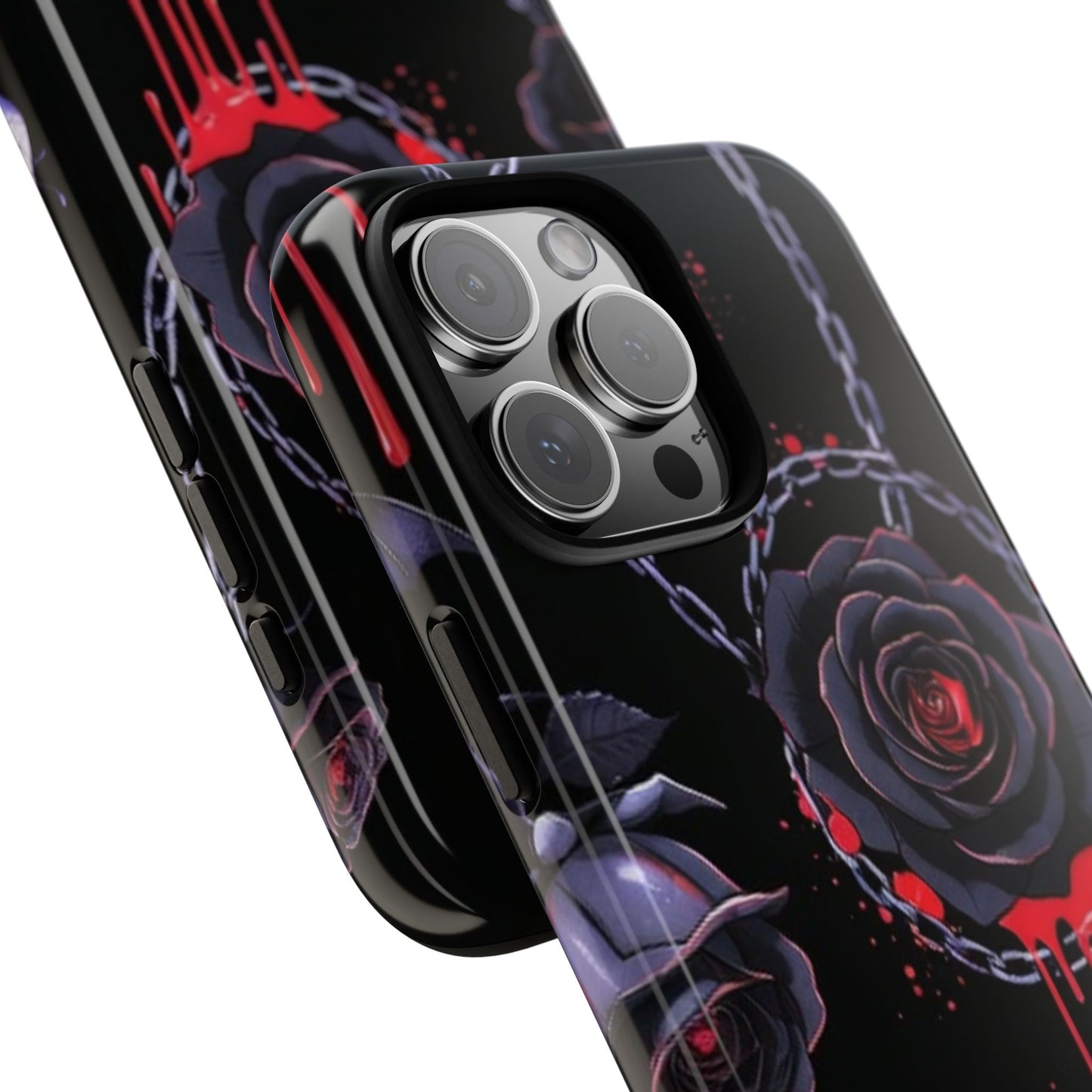 Phone Case — Gothic Dripping Black Rose & Moon Protective Case