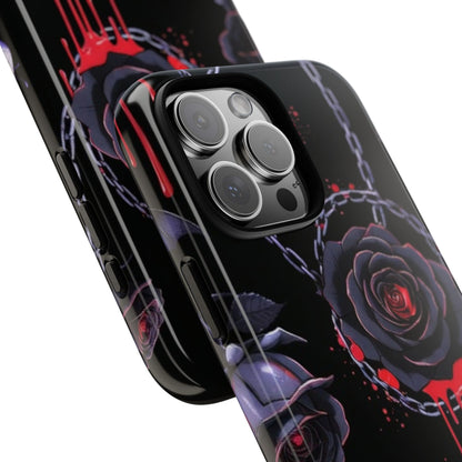 Phone Case — Gothic Dripping Black Rose & Moon Protective Case