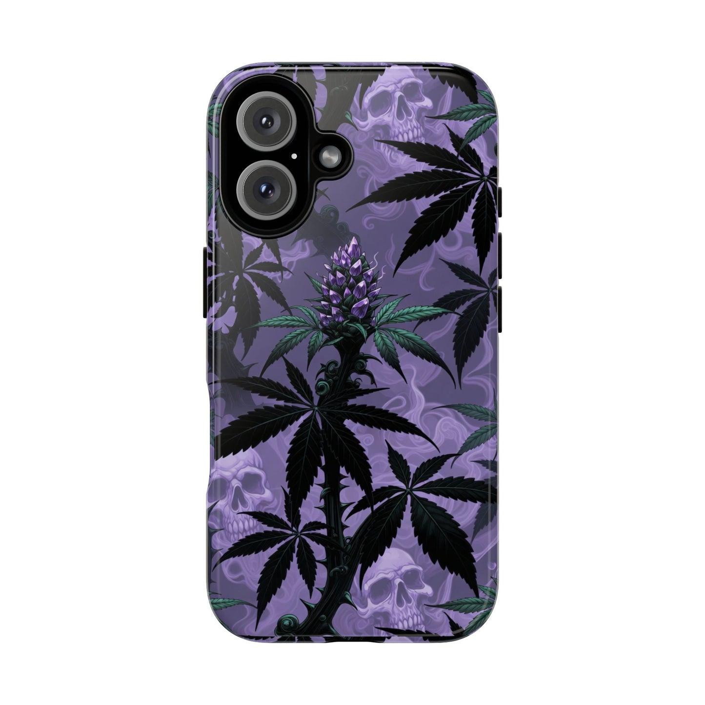 Purple Cannabis Skull Phone Case — Rugged Protective iPhone Cover
