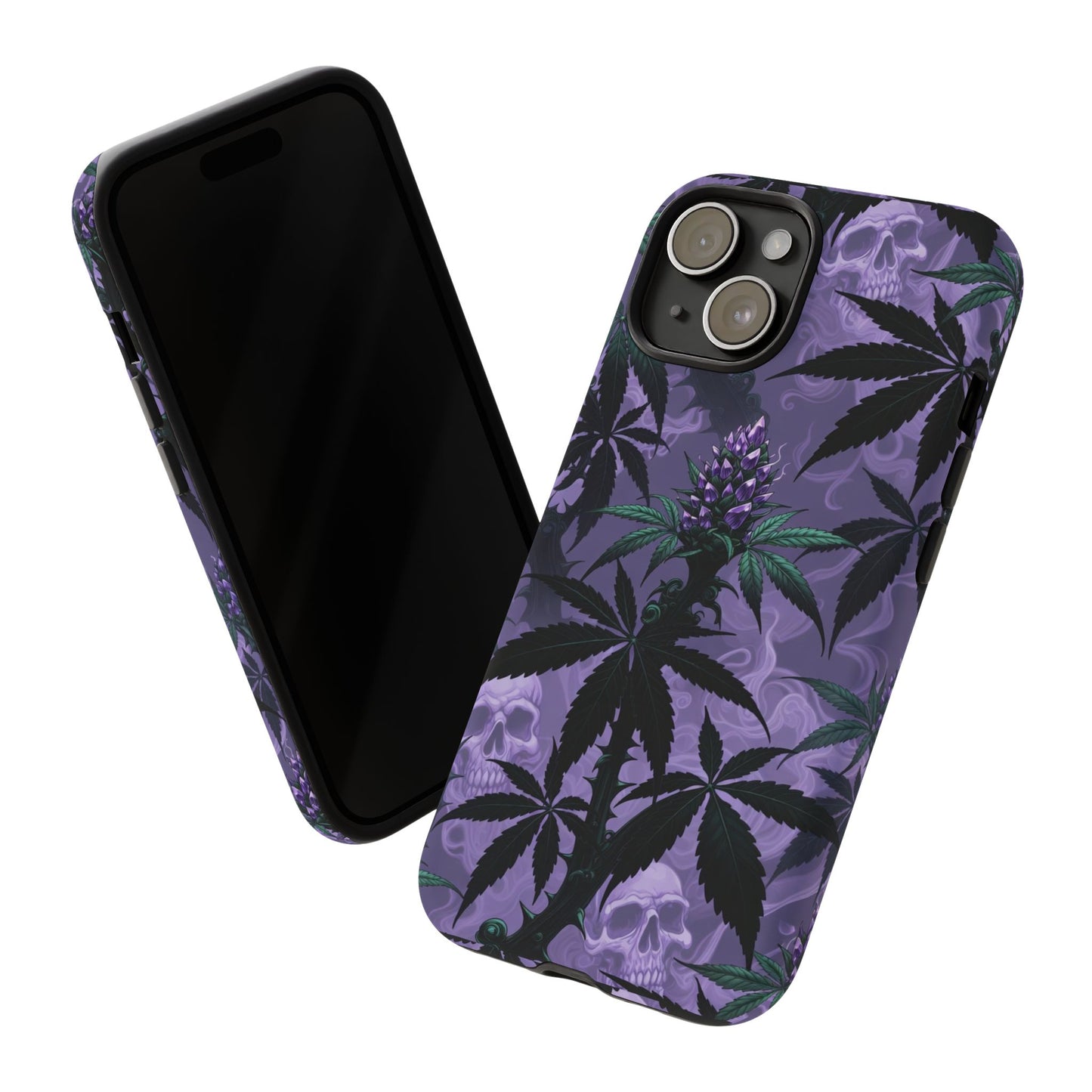 Purple Cannabis Skull Phone Case — Rugged Protective iPhone Cover