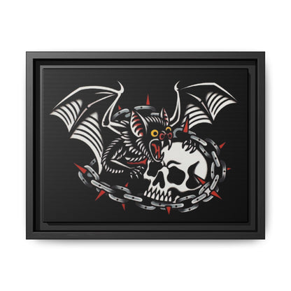 Gothic Bat & Skull Framed Matte Canvas Art