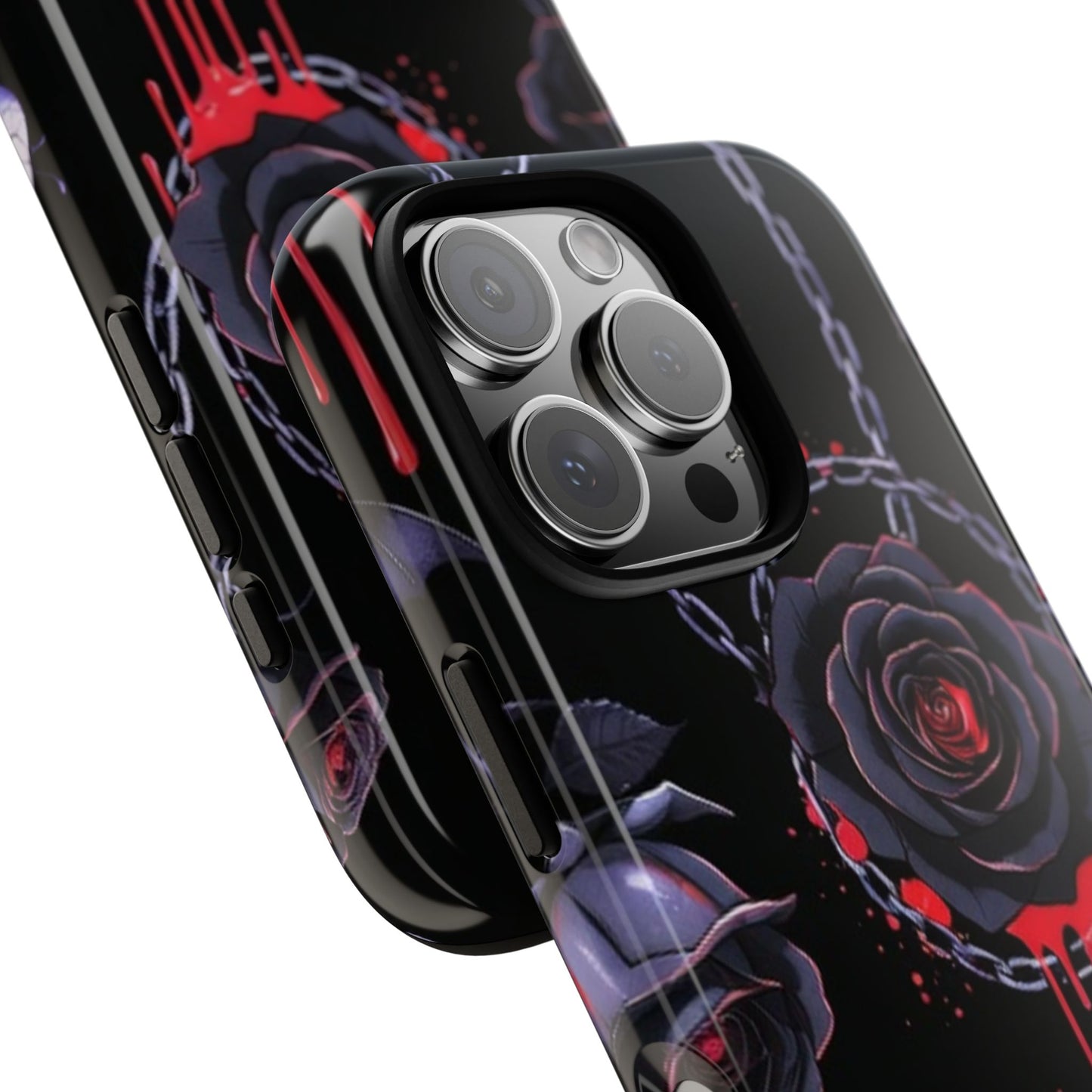 Phone Case — Gothic Dripping Black Rose & Moon Protective Case