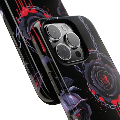 Phone Case — Gothic Dripping Black Rose & Moon Protective Case
