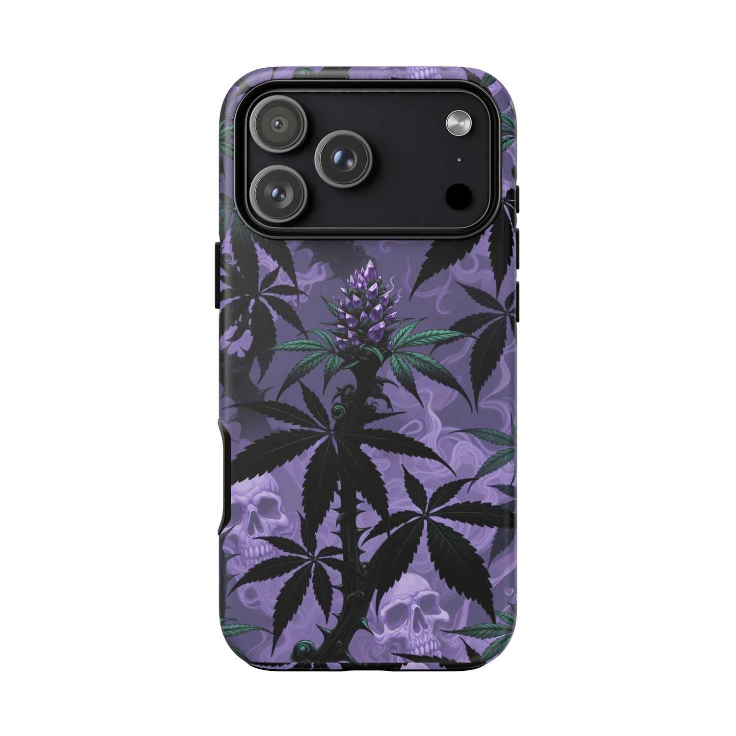 Purple Cannabis Skull Phone Case — Rugged Protective iPhone Cover