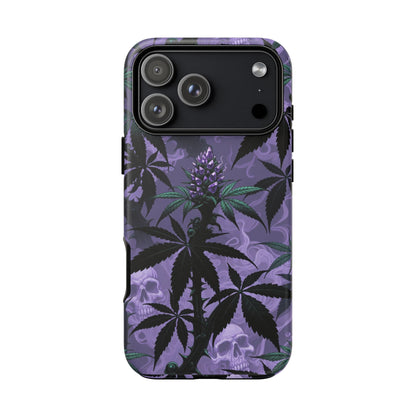 Purple Cannabis Skull Phone Case — Rugged Protective iPhone Cover