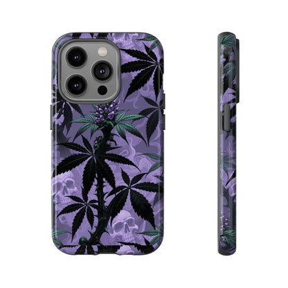 Purple Cannabis Skull Phone Case — Rugged Protective iPhone Cover