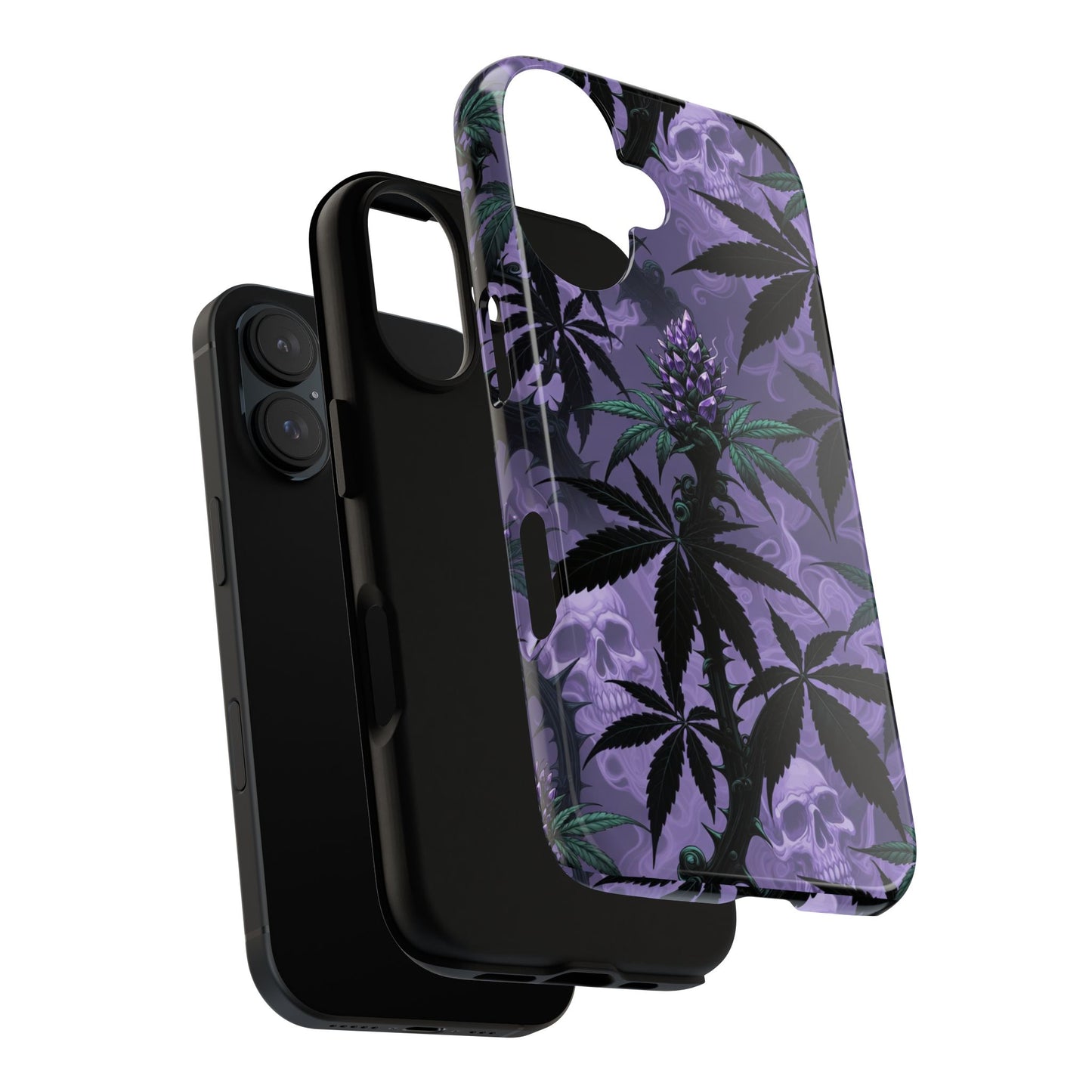 Purple Cannabis Skull Phone Case — Rugged Protective iPhone Cover