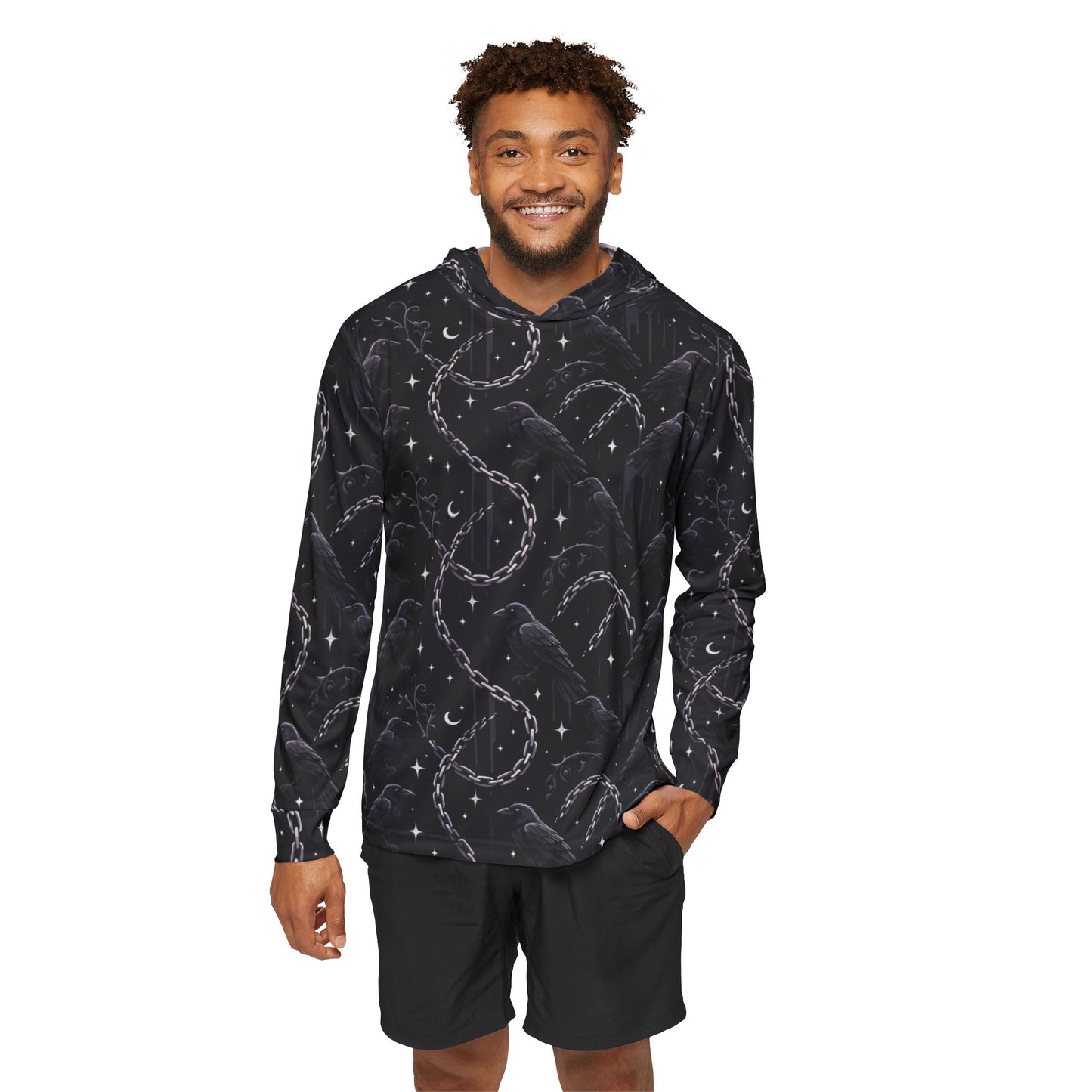 Men's Hooded Warmup — Night Sky Crescent Moon & Stars All-Over Print