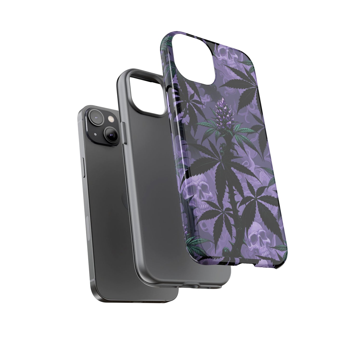 Purple Cannabis Skull Phone Case — Rugged Protective iPhone Cover