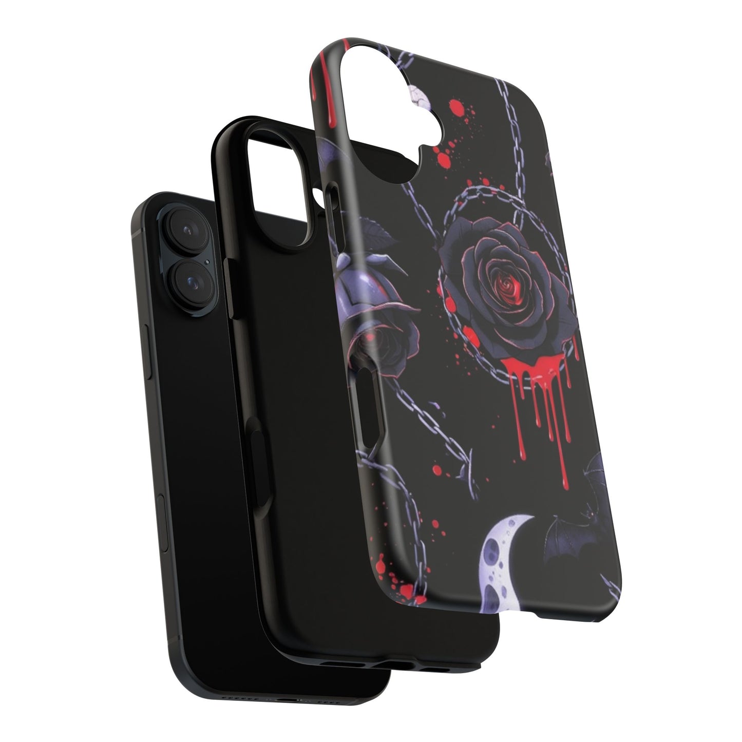 Phone Case — Gothic Dripping Black Rose & Moon Protective Case