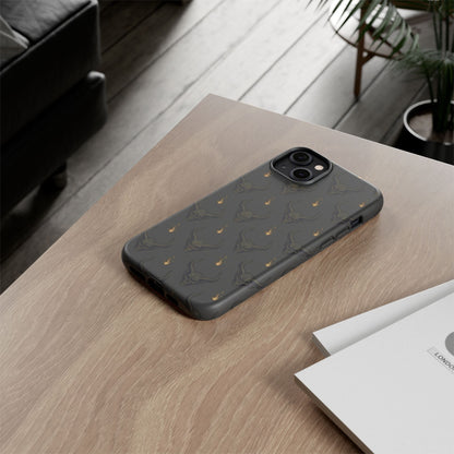 Dark Skull Pattern Phone Case — Gothic Bull Skull with Tiny Flame Accent
