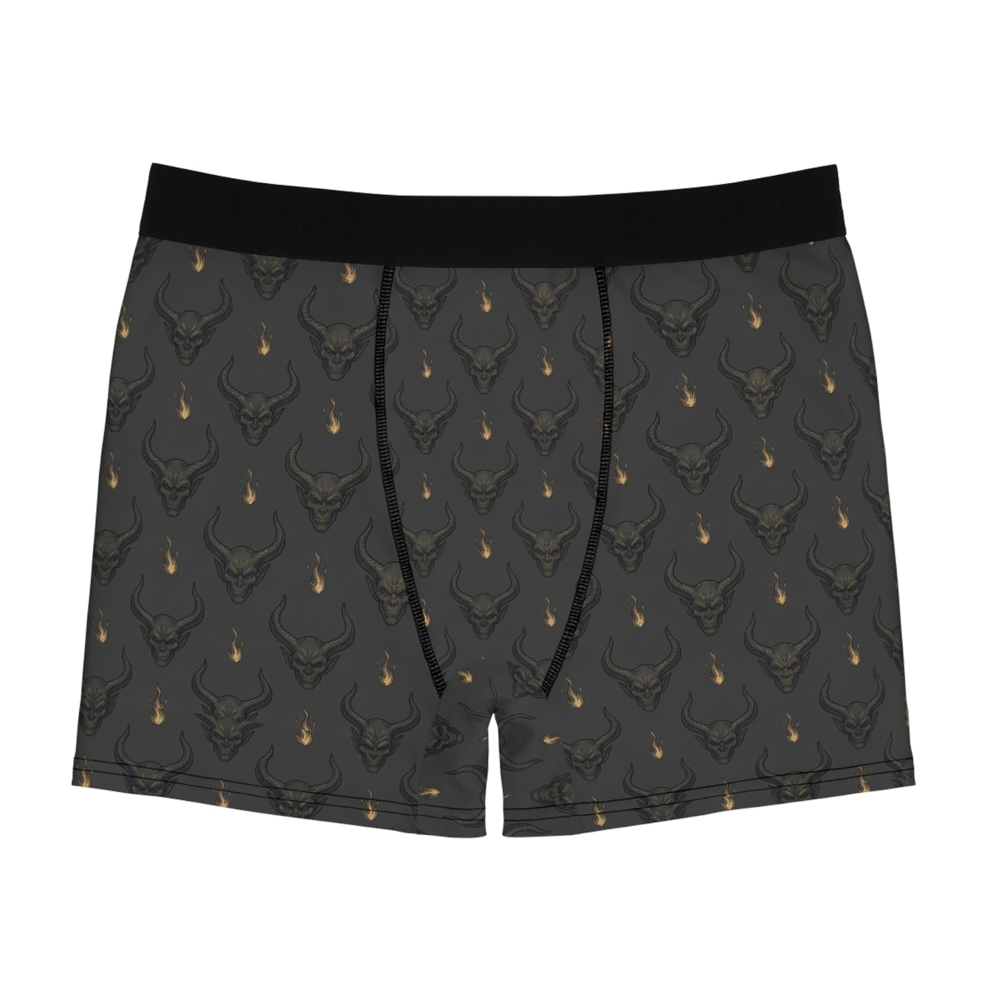 Skull Horns Boxer Briefs — Dark Gothic All-Over Print Men's Underwear