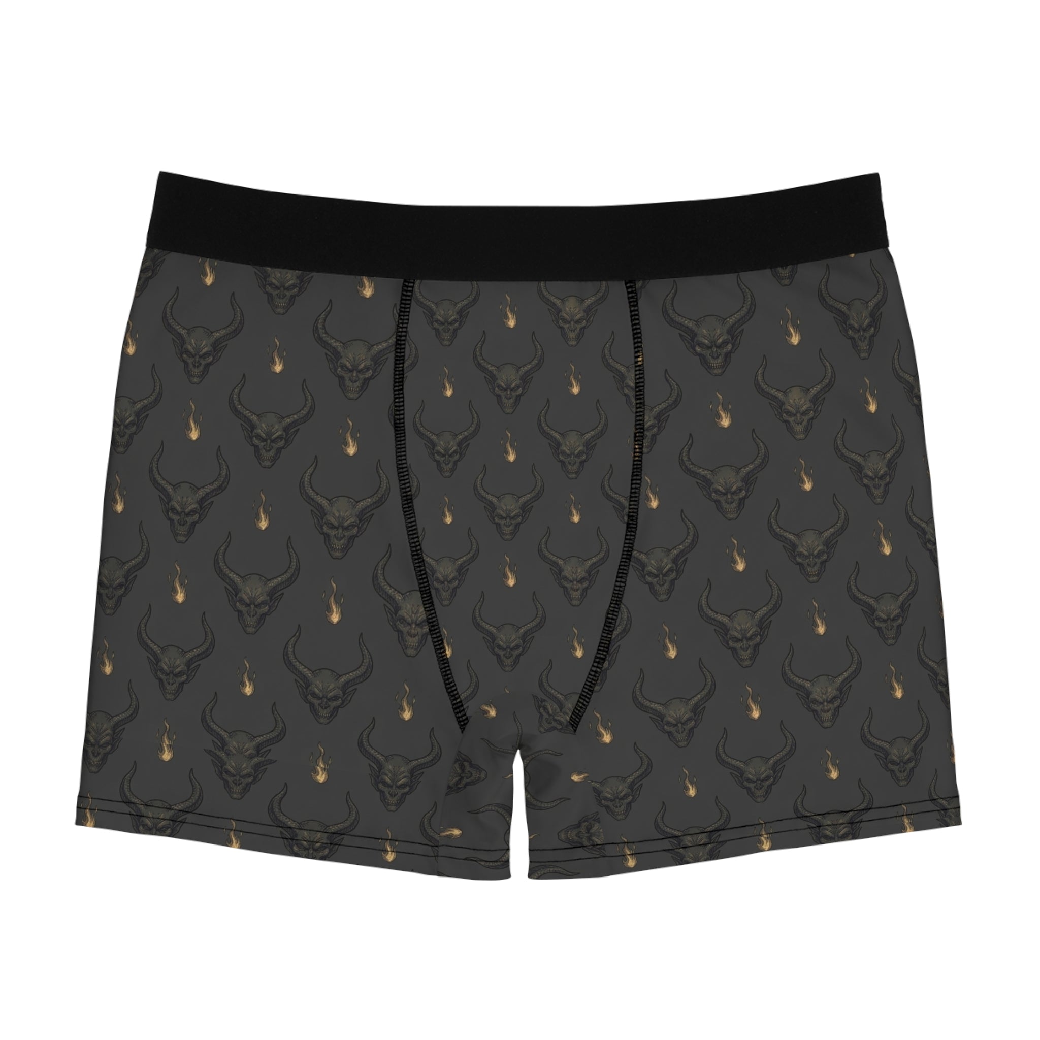 Skull Horns Boxer Briefs — Dark Gothic All-Over Print Men's Underwear