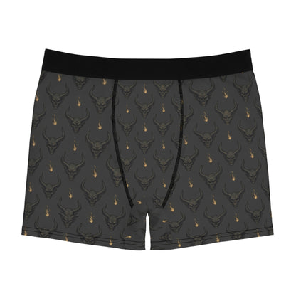 Skull Horns Boxer Briefs — Dark Gothic All-Over Print Men's Underwear
