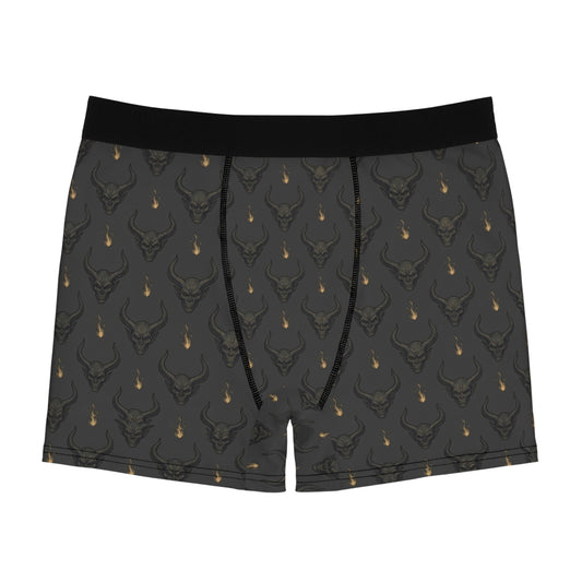 Skull Horns Boxer Briefs — Dark Gothic All-Over Print Men's Underwear