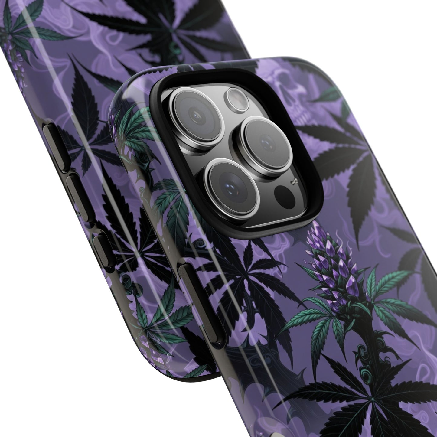 Purple Cannabis Skull Phone Case — Rugged Protective iPhone Cover